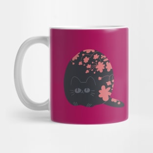 black cat with flowers Mug